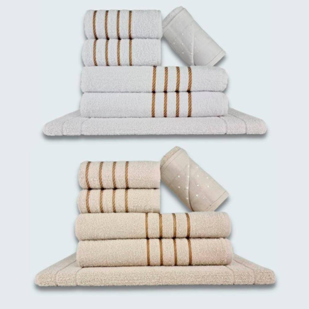 Jogo De Toalhas 12 Pçs Coleção Dubai 100% Algodão Br+bg