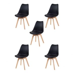 Kit 5 Cadeiras Charles Eames Leda Saarinen Preta Preto
