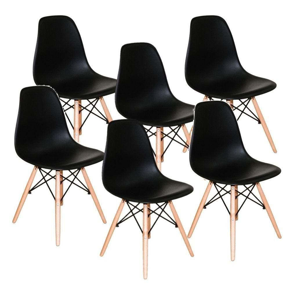 Kit 6 Cadeiras Charles Eames Eiffel Dsw Preto
