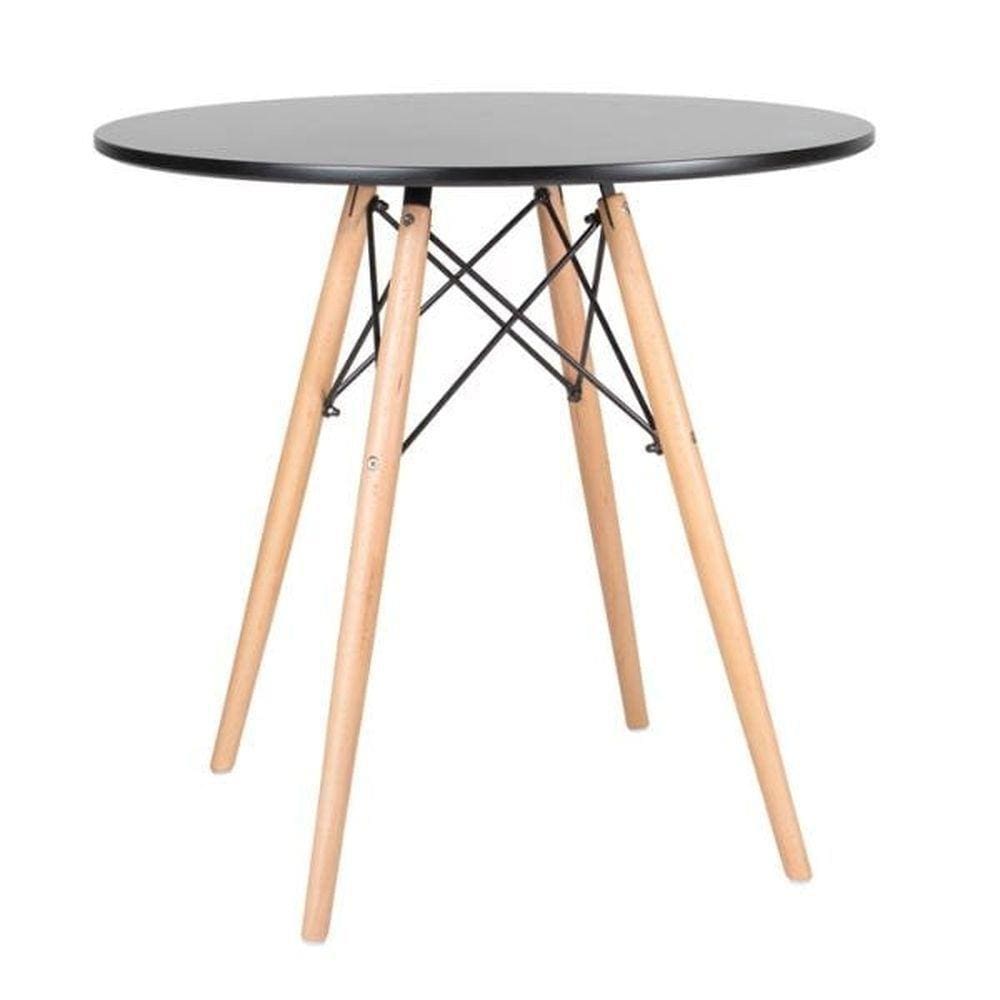 Mesa De Jantar Eames Eiffel Wood Tampo De Mdf 80cm Preto