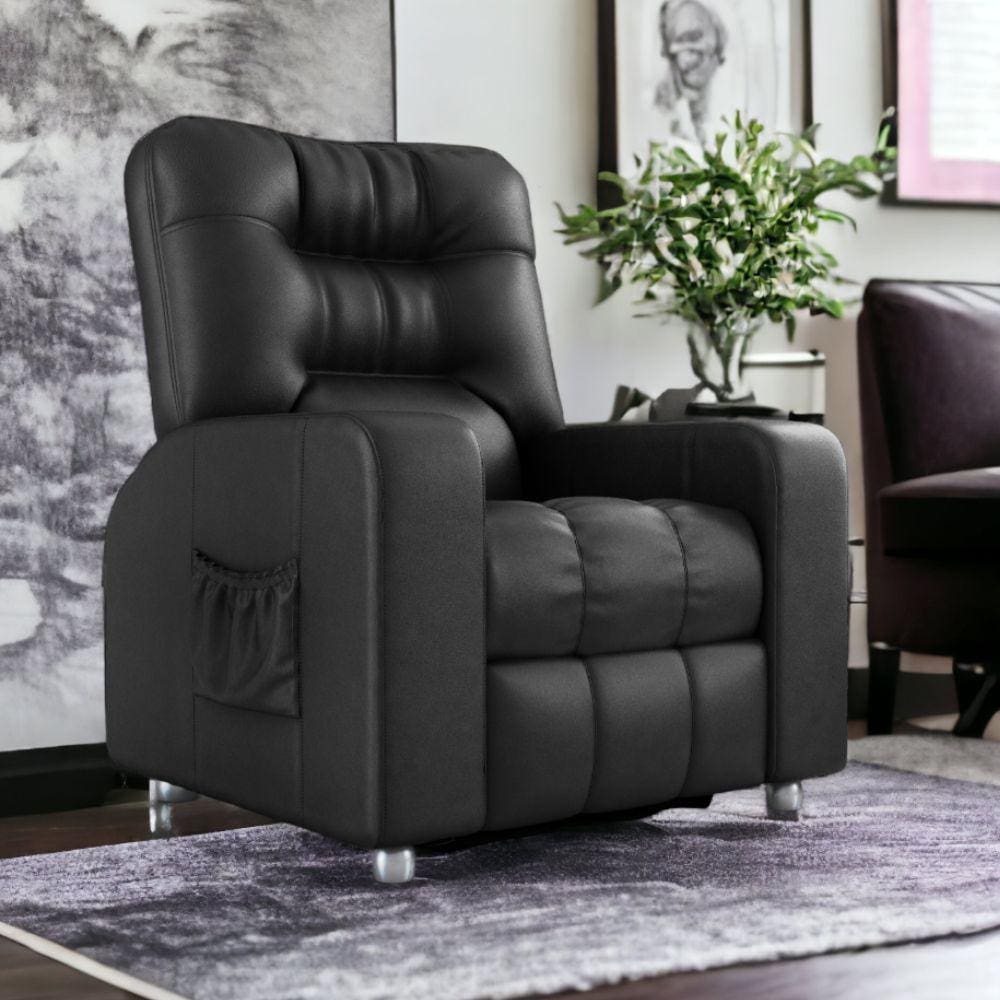 Poltrona Do Papai Reclinavel Resistente Confortavel GM Corino Preto