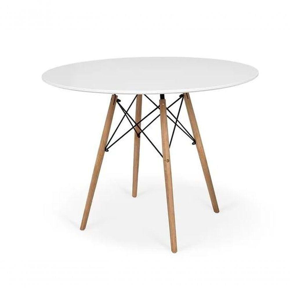 Mesa Redonda De Jantar 90cm Branca Base