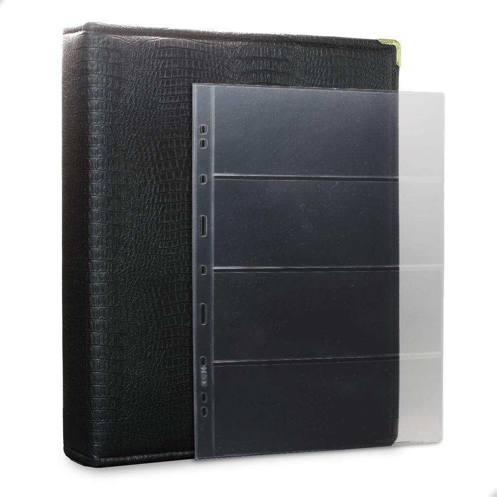 Álbum Fichário 50 Folhas para Cédulas 4 Espaços 32x24 Ziper Cobra Fosco GG
