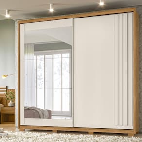 Guarda Roupa Moval Dhara 2 Portas Deslizantes Com 3 Espelhos