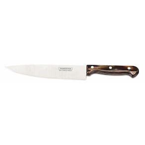 Faca Chef Tramontina Polywood Com Lâmina Em Aço Inox E Cabo De Madeira Castanho 8" Tramontina