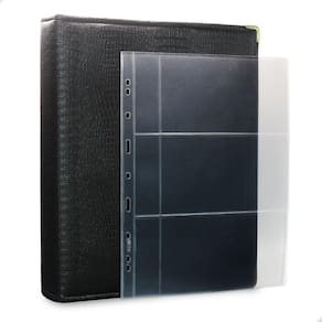 Álbum Fichário 20 Folhas para Cédulas 3 Espaços Bolso 32x24 Ziper Cobra Fosco GG