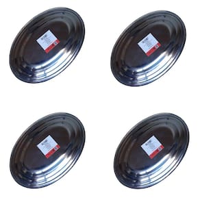 Kit 4 Travessa Bandeja Restaurante Oval Inox 26 cm P/ Porção