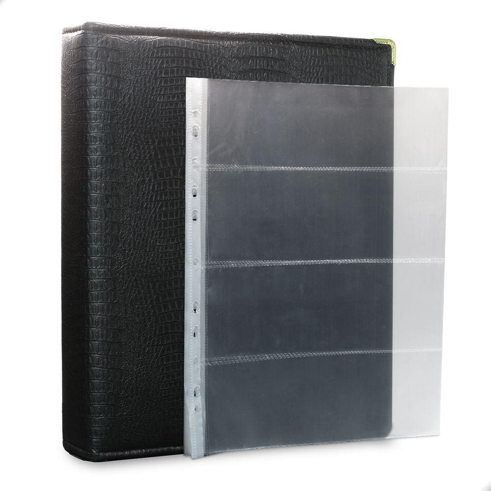 Álbum Fichário 20 Folhas PP para Cédulas 4 Espaços 32x24 Ziper Cobra Fosco GG