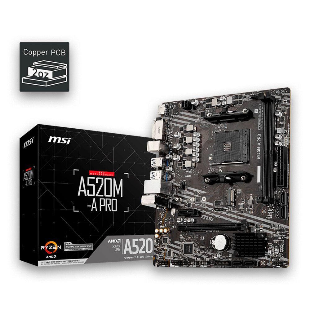 Placa Mae MSI A520M-A PRO AMD AM4 911-7C96-031