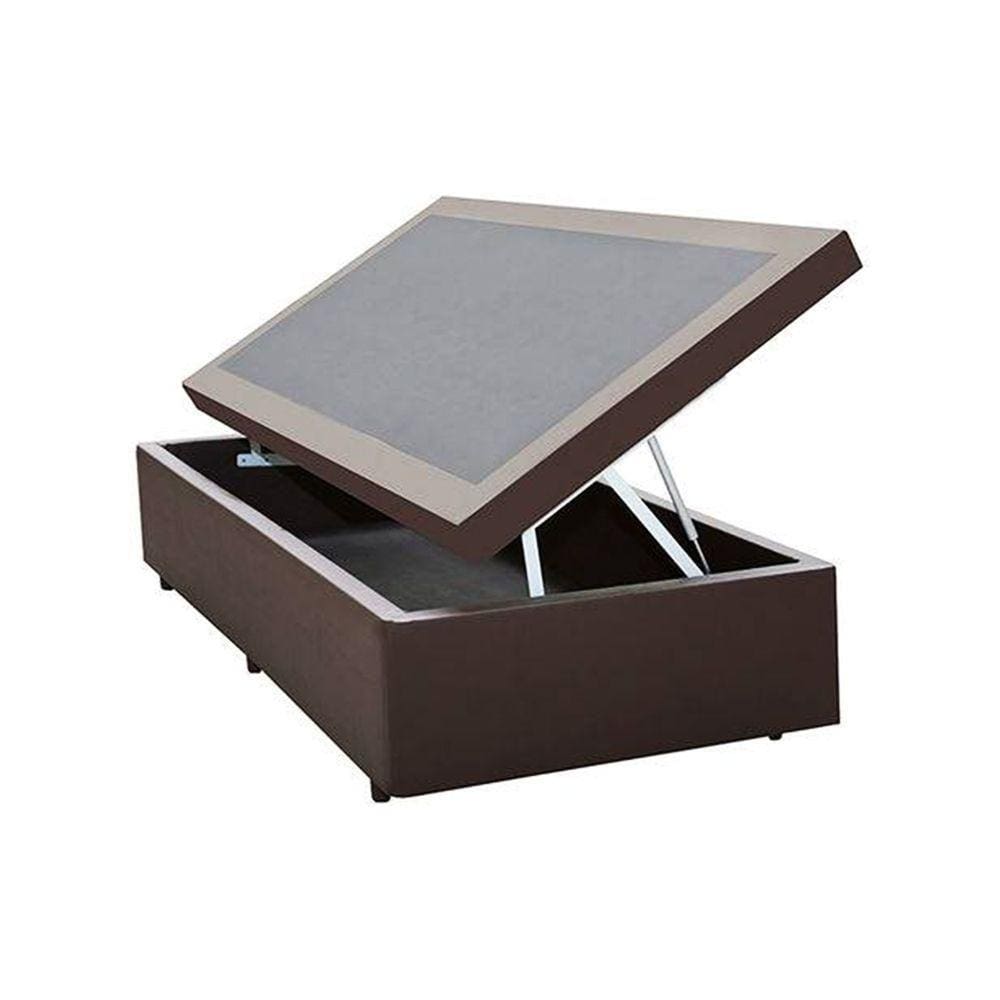 Cama Box Baú Solteiro Sintético Marrom - 39x78x188