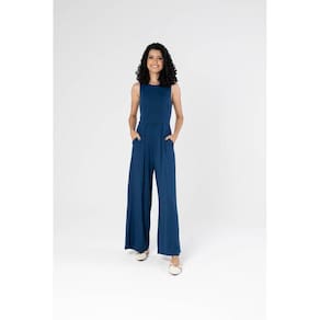 Macacão Feminino Longo Com Bolsos Tendência Para Festa