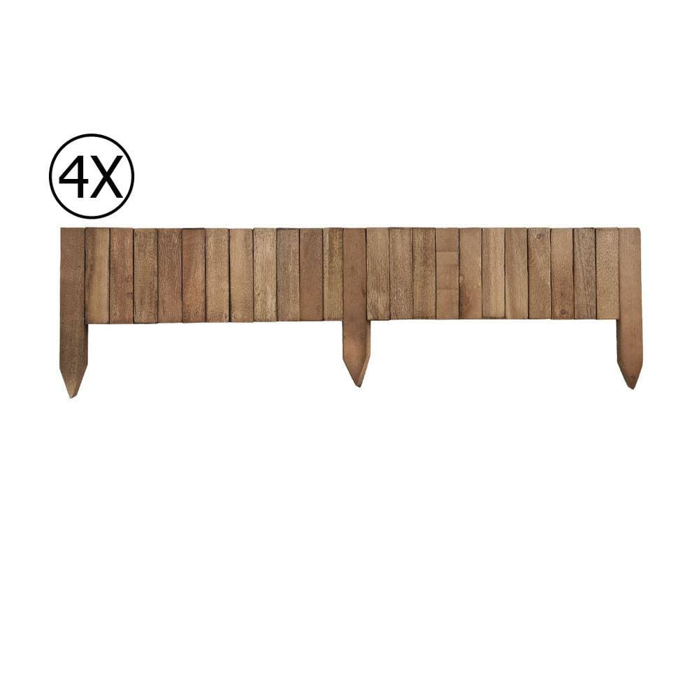 4 Delimitador de Jardim de Eucalipto 30x50 cm Stain Nogueira