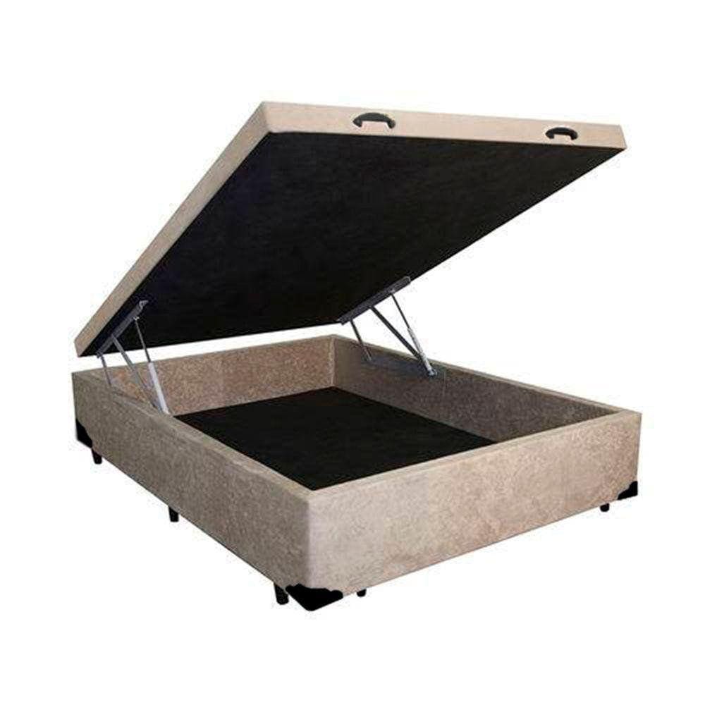 Cama Box Baú Viúva Suede Bege - 39x128x188