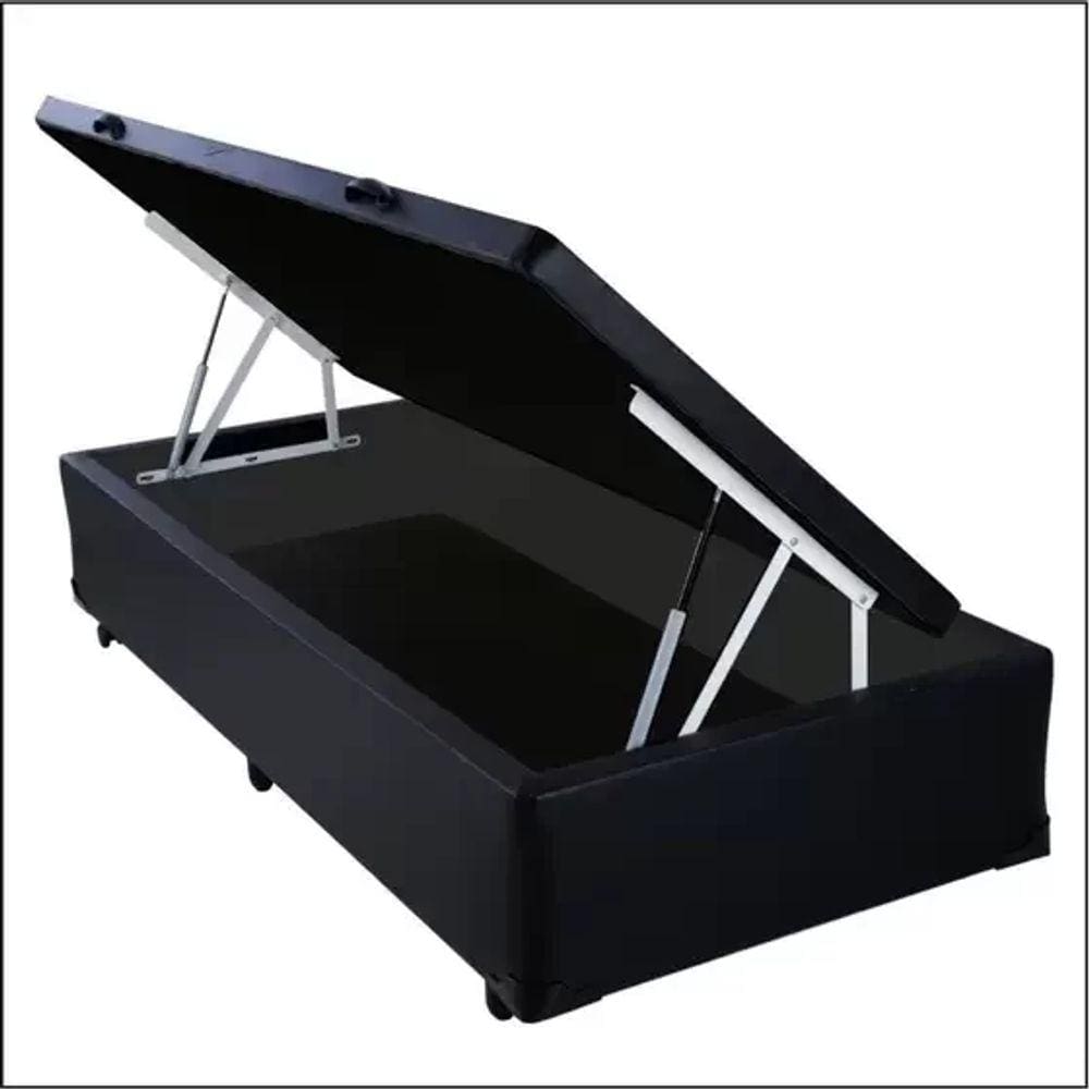 Cama Box Baú Solteiro Sintético Preto - 39x88x188