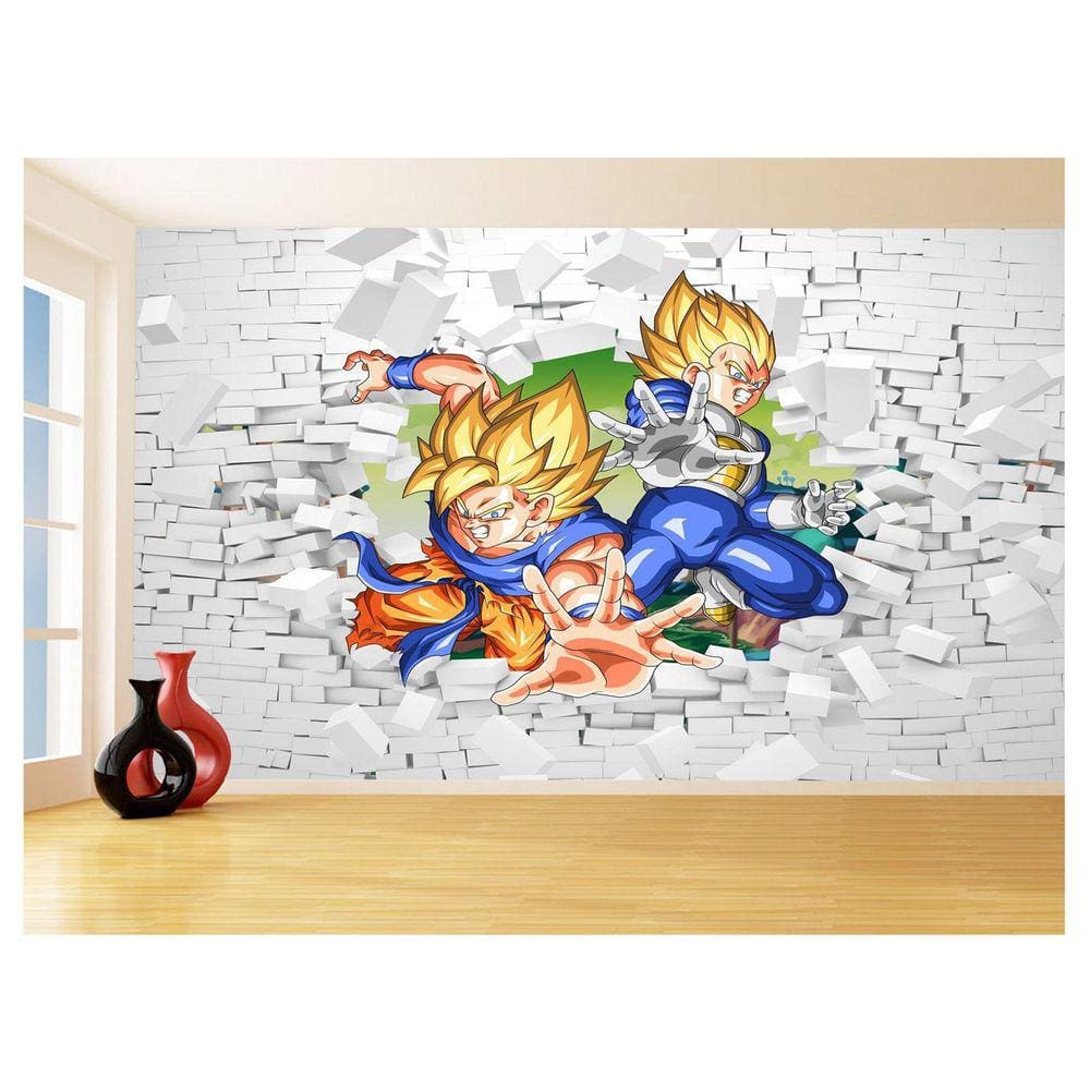 Papel De Parede 3D Dragon Ball Goku Vegeta Anime 3,5M Dbz58