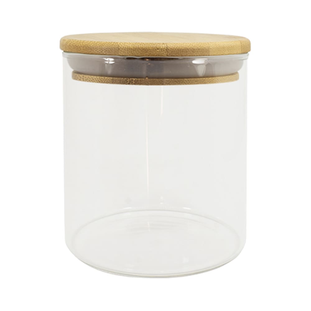 Pote de Vidro com Tampa de Bambu Oikos 500ML Hermético Redondo