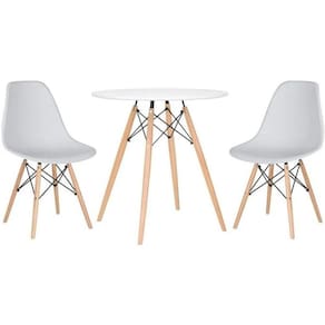 Conjunto Mesa Jantar Eiffel 70cm Branca 2 Cadeiras Branca