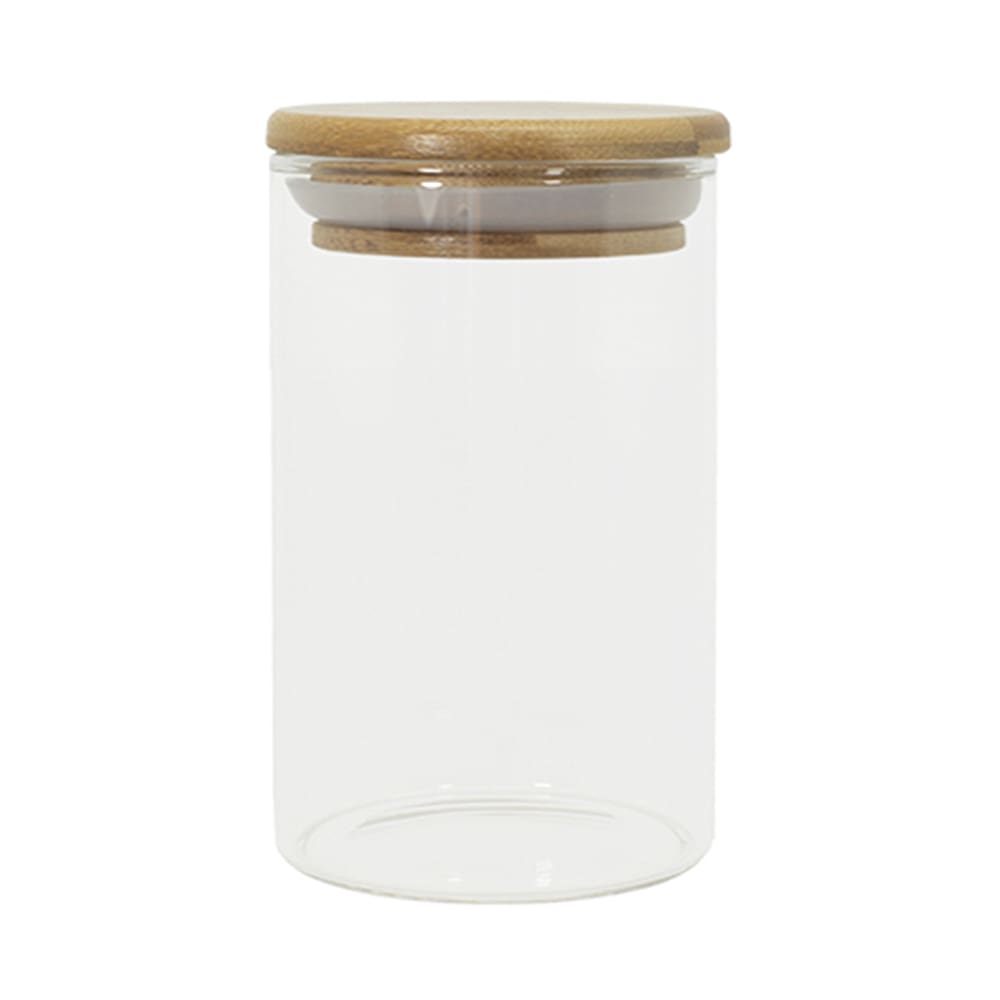 Pote de Vidro com Tampa de Bambu Oikos 250ML Hermético Redondo