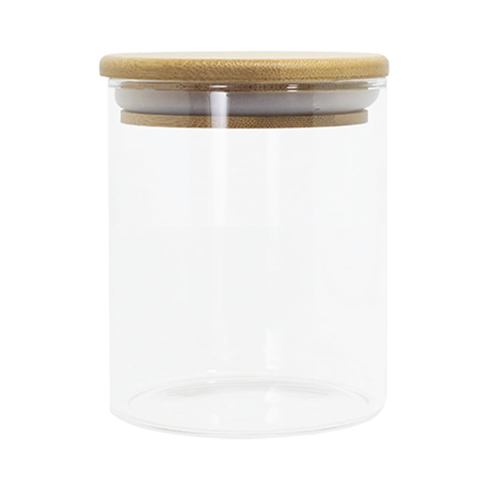 Pote de Vidro com Tampa de Bambu Oikos 400ML Hermético Redondo
