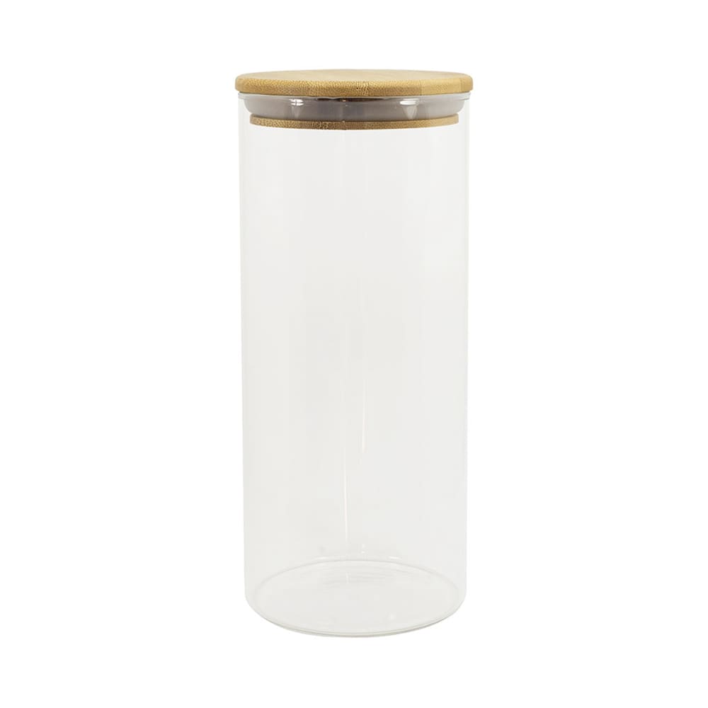 Pote de Vidro com Tampa de Bambu Oikos 1,6L Hermético Redondo