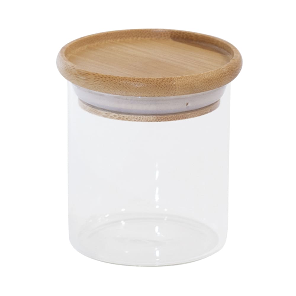 Pote de Vidro com Tampa de Bambu Oikos 200ML Hermético Redondo Empilhável