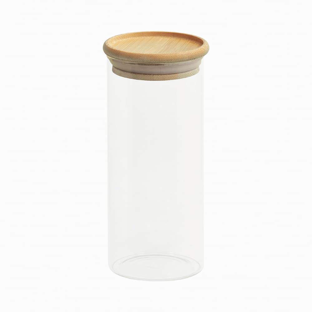 Pote de Vidro com Tampa de Bambu Oikos 800ML Hermético Redondo Empilhável