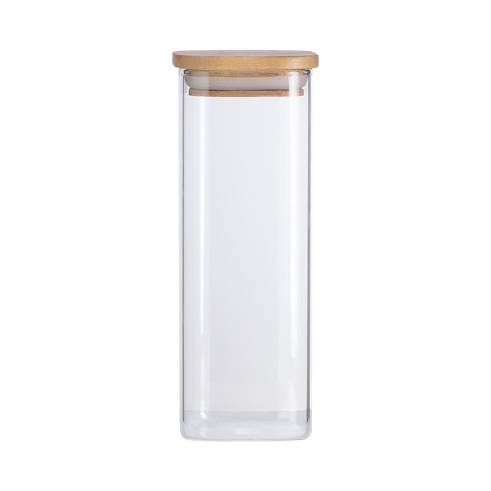 Pote de Vidro com Tampa de Bambu Oikos 400ML Hermético Quadrado