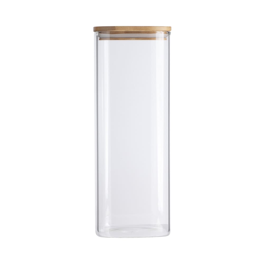Pote de Vidro com Tampa de Bambu Oikos 1,9L Hermético Quadrado