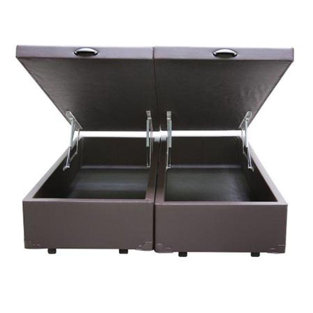 Cama Box Baú King Bipartido Sintético Marrom - 39x198x203