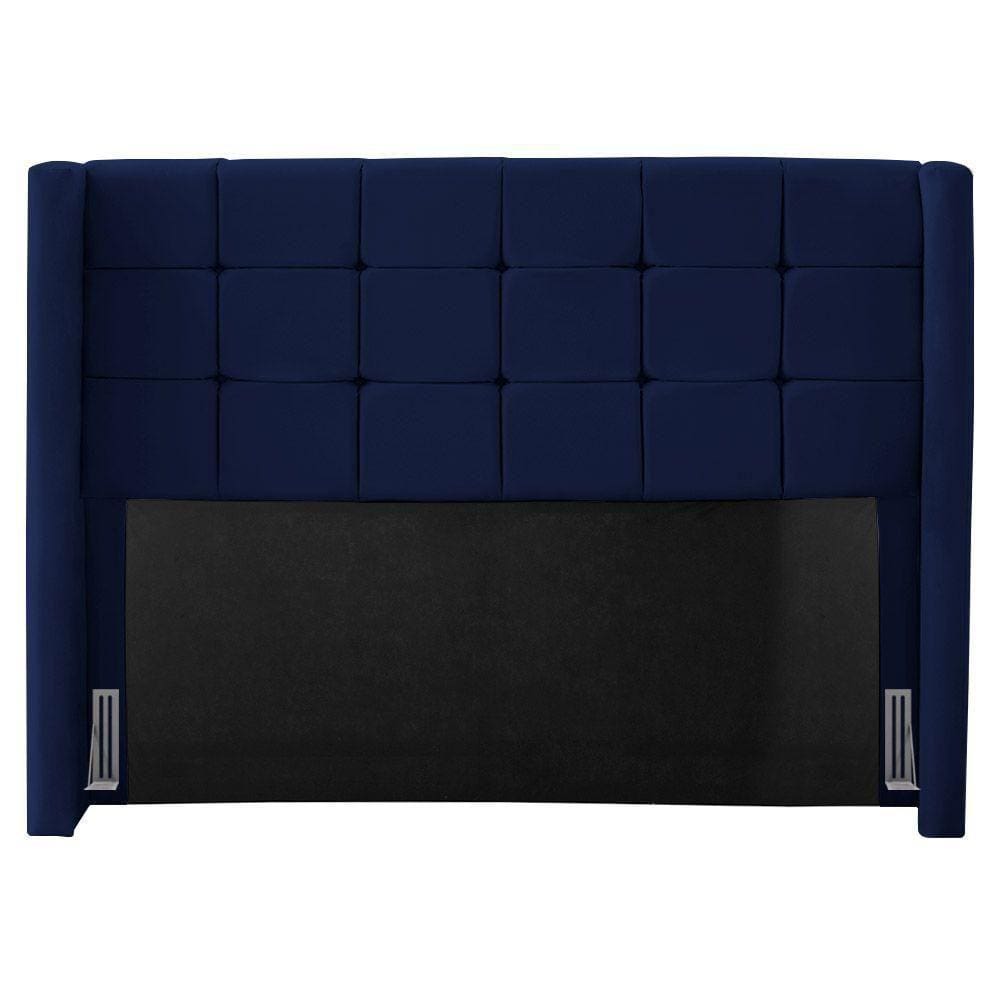 Cabeceira Cama Box Casal King Size Gioconda 195cm Com Frame Veludo Azul Escuro - Desk Design