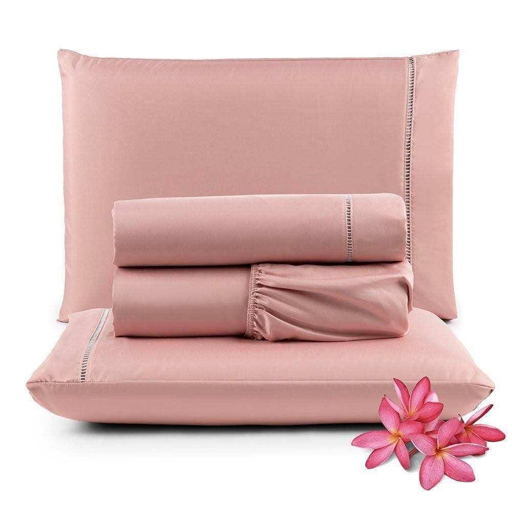Jogo De Lençol Primor Queen 4 Peças Percal 400 Fios Ponto Palito - Rosê