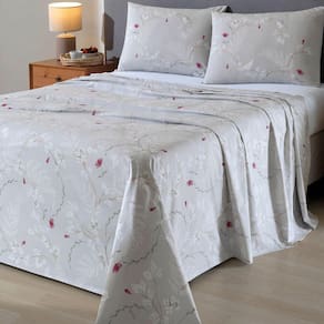 Jogo de Cama Casal 4 peças Lençol com Elástico 100% Algodão Percal 180 Fios 138x188x35cm Dohler - Emcompre