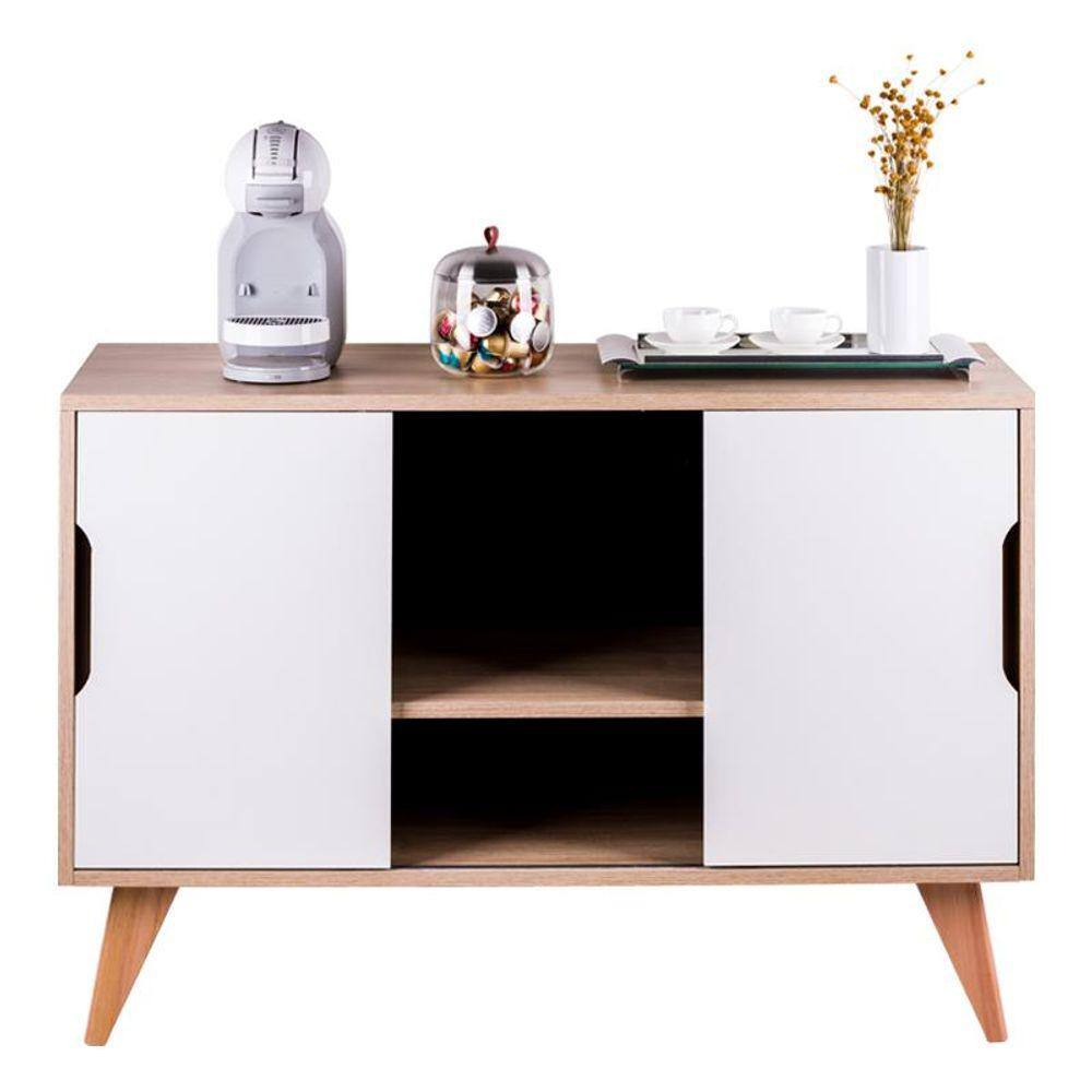 Aparador Buffet com 2 Portas Murano Carvalho e Branco