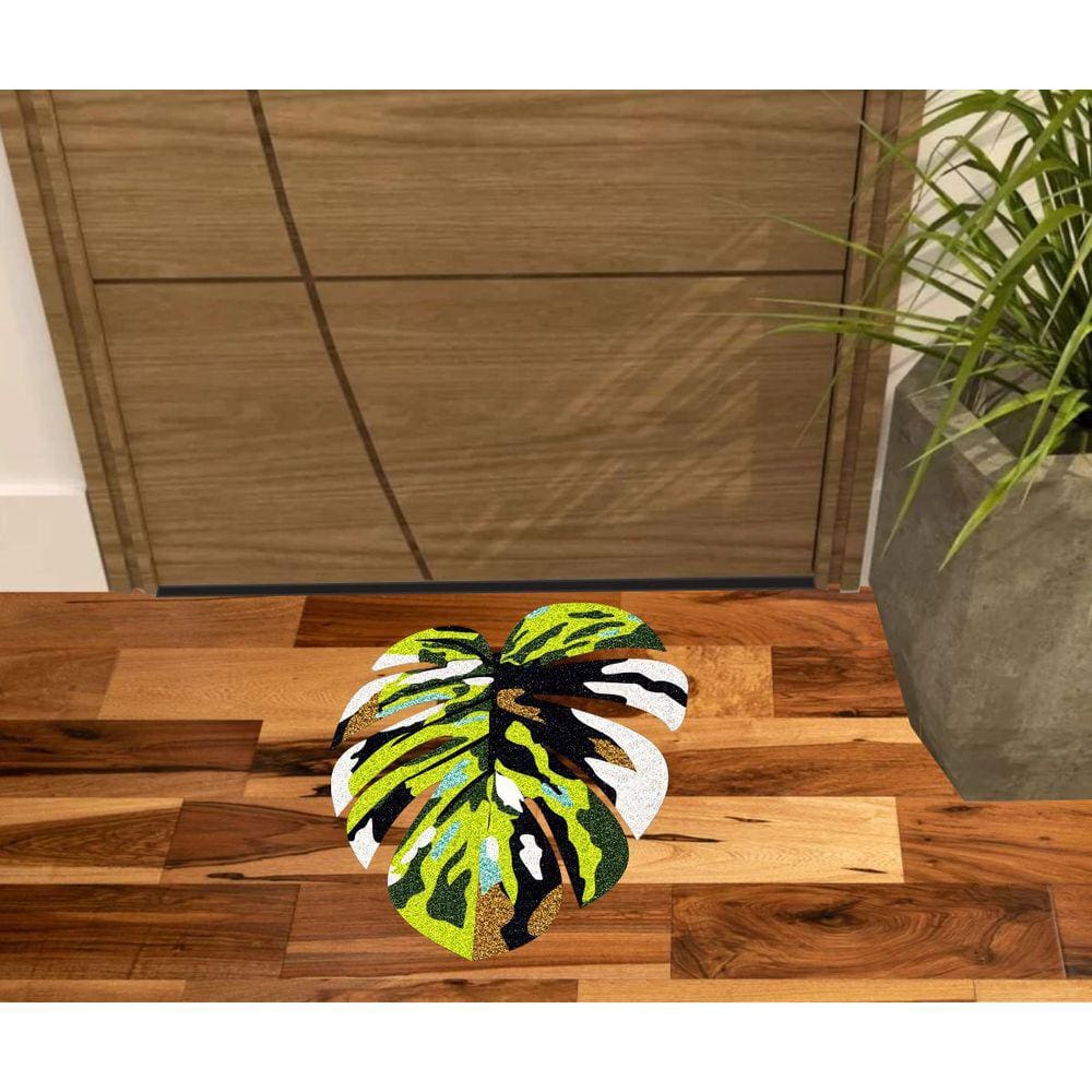 Tapete Capacho Planta, Formato Folha, Para Decoração De Sala Quarto Banheiro E Varandas.