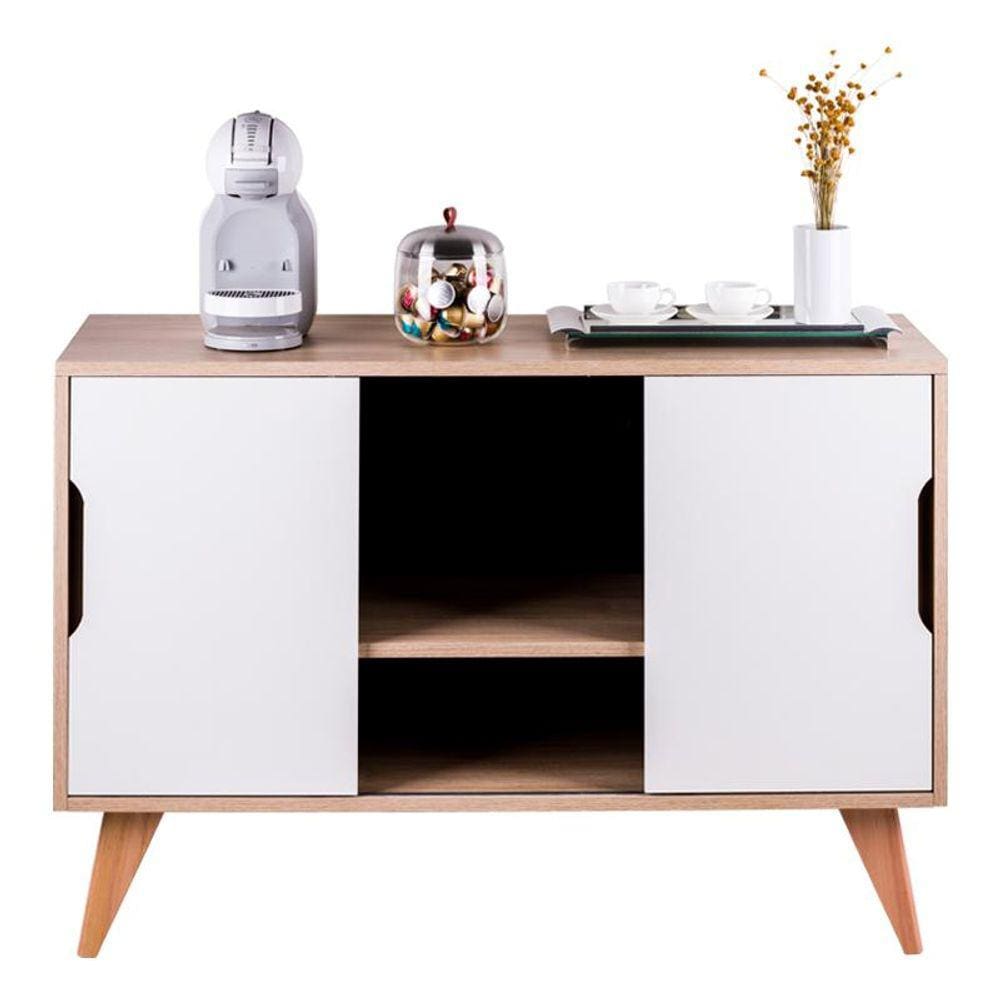 Buffet Aparador com 2 Portas Murano Carvalho e Branco
