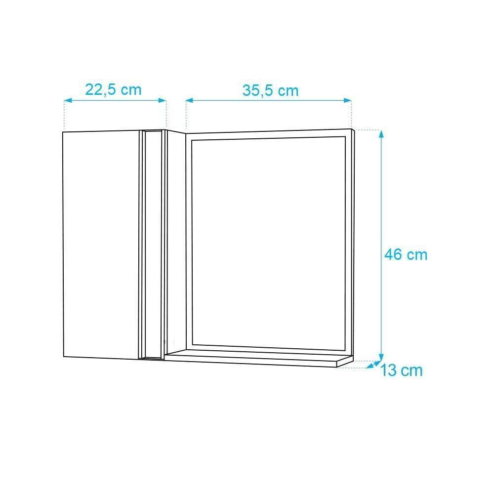 Armário para Banheiro com Espelho Cinza Claro Puxador Metal