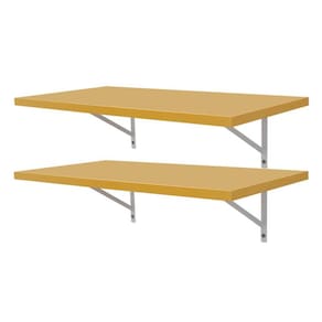 Kit 2 Prateleiras 90 x 30cm Amarela Com Mão Francesa