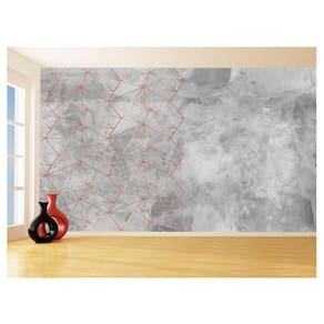 Papel De Parede 3D Concreto Linhas Dourado Rose 3,5M Kkt247