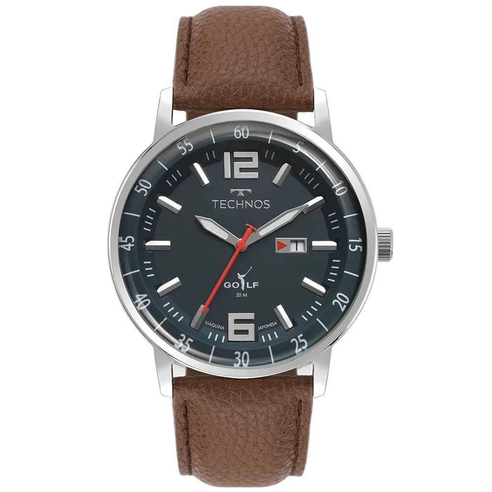 Relógio TECHNOS couro marrom masculino 2115TVP/0A