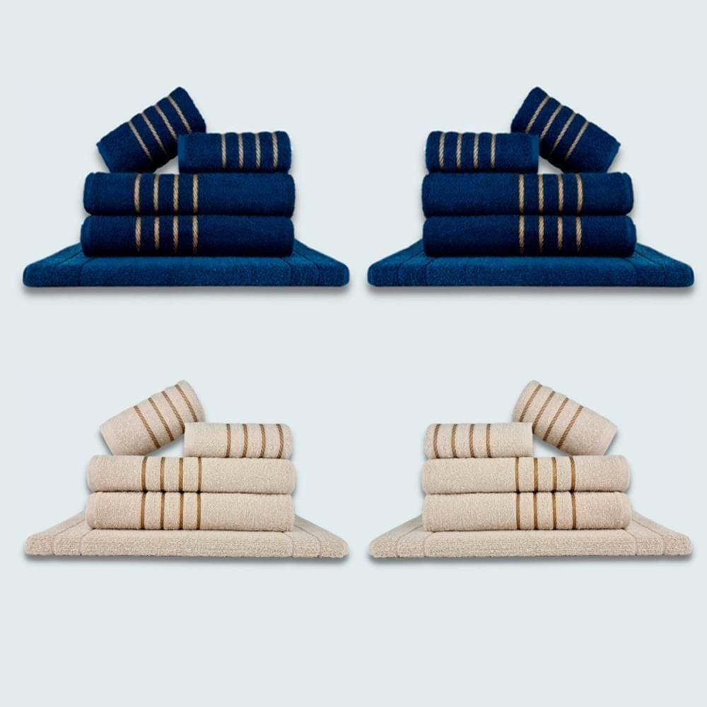 Jogo De Toalhas 20 Pçs Coleção Dubai 100% Algodão Az+bg