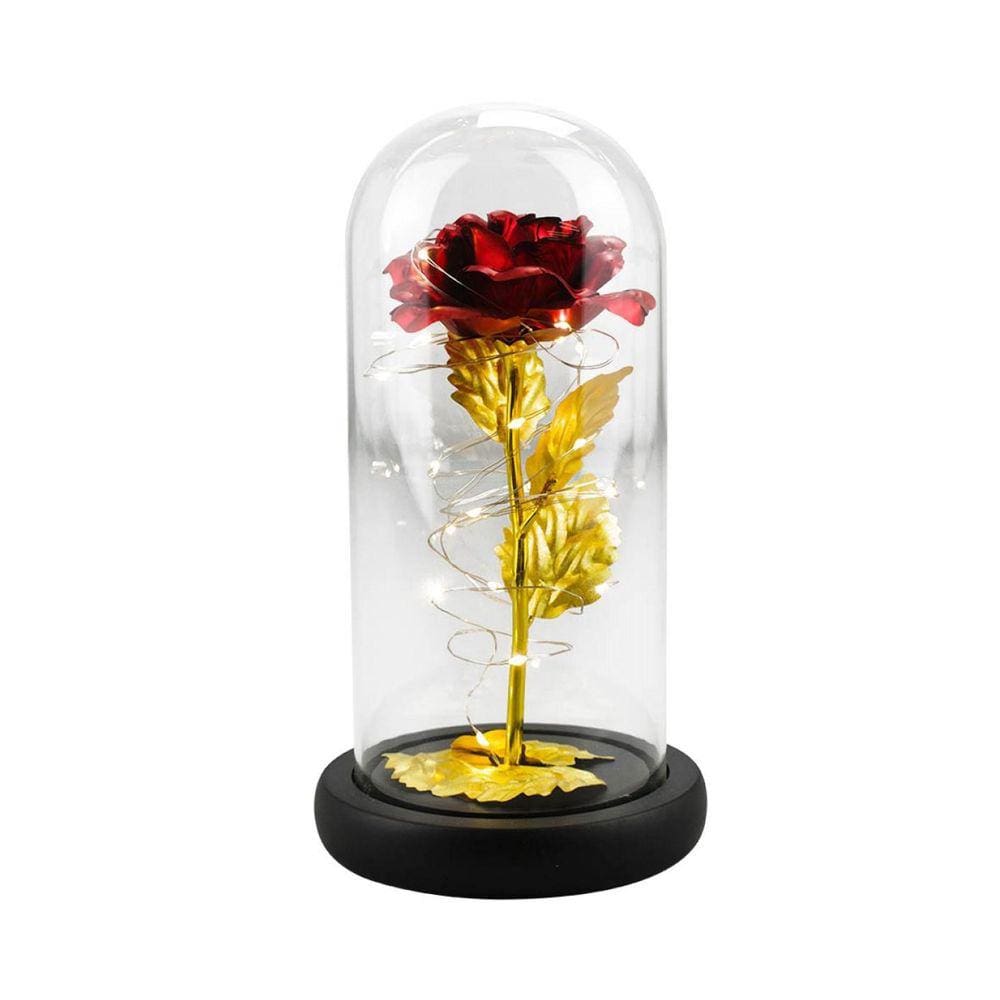 Luminária Cilíndrica Rosa Folhas Douradas ou Vermelha 22cm