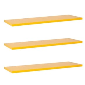 Kit Com 3 Prateleiras 80 X 10cm Suporte Invisivel Cor Amarelo