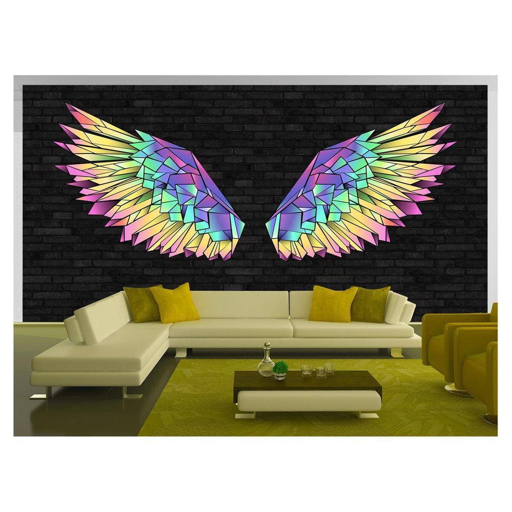 Papel De Parede 3D Arte Asas Selfie Insta Cores 3,5M Tra432