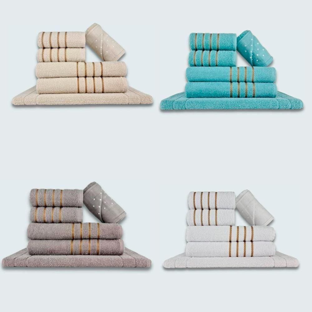 Jogo De Toalhas 24 Pçs Coleção Dubai 100% Algodão Bg+vd+cz+br