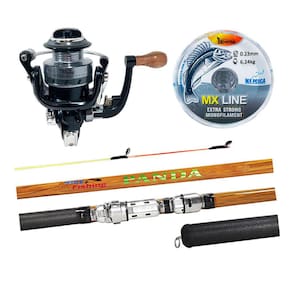 Kit Pesca Leve Way Fishing Molinete Cross Mini + Vara PANDA 1802 1,80m + Linha