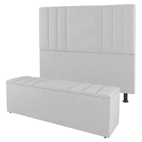 Kit Cabeceira E Baú Cama Box Solteiro 90Cm Branco