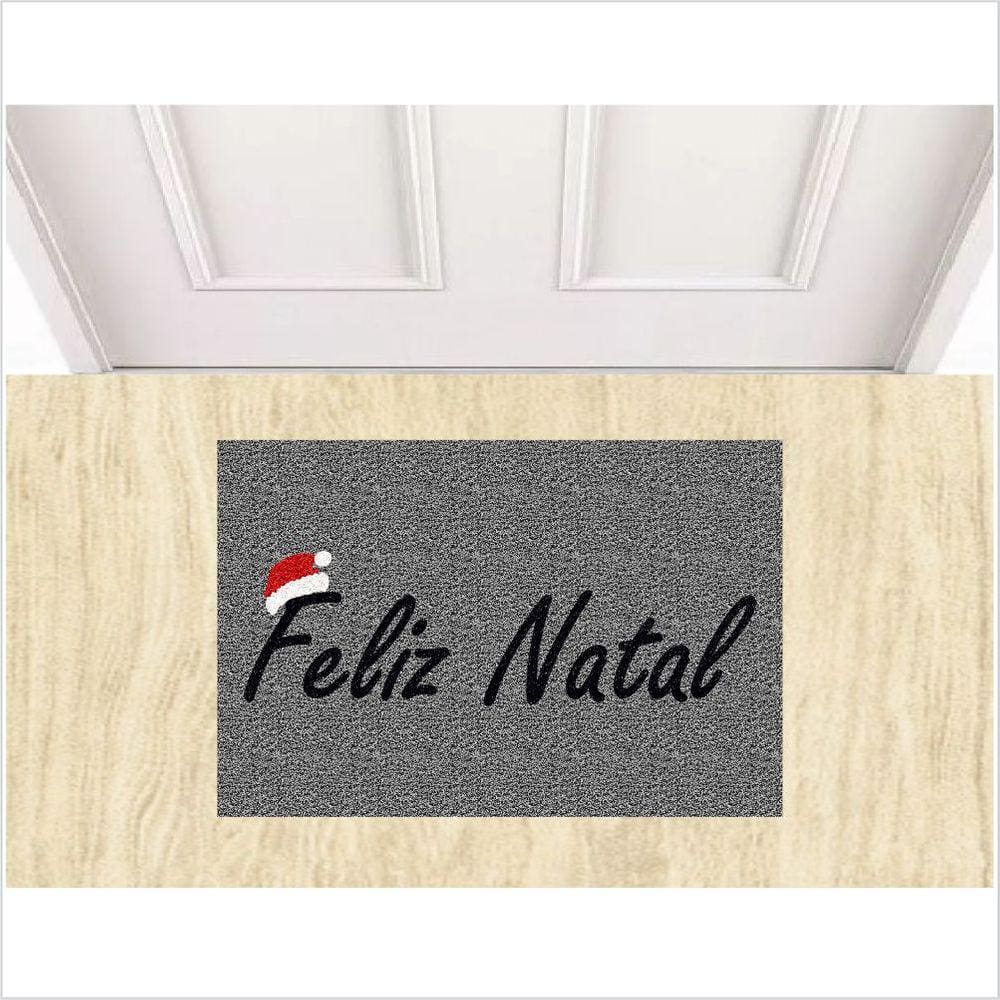 Tapete Feliz Natal Na Cor Cinza Gorro Papai Noel. Decoração De Natal Para Quarto, Sala, Banheiro