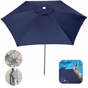 Ombrelone Guarda Sol 2,6m Sombreiro Alumínio Malibu Garden Jardim Praia Piscina Camping Azul Marinho - 1901 Tobee