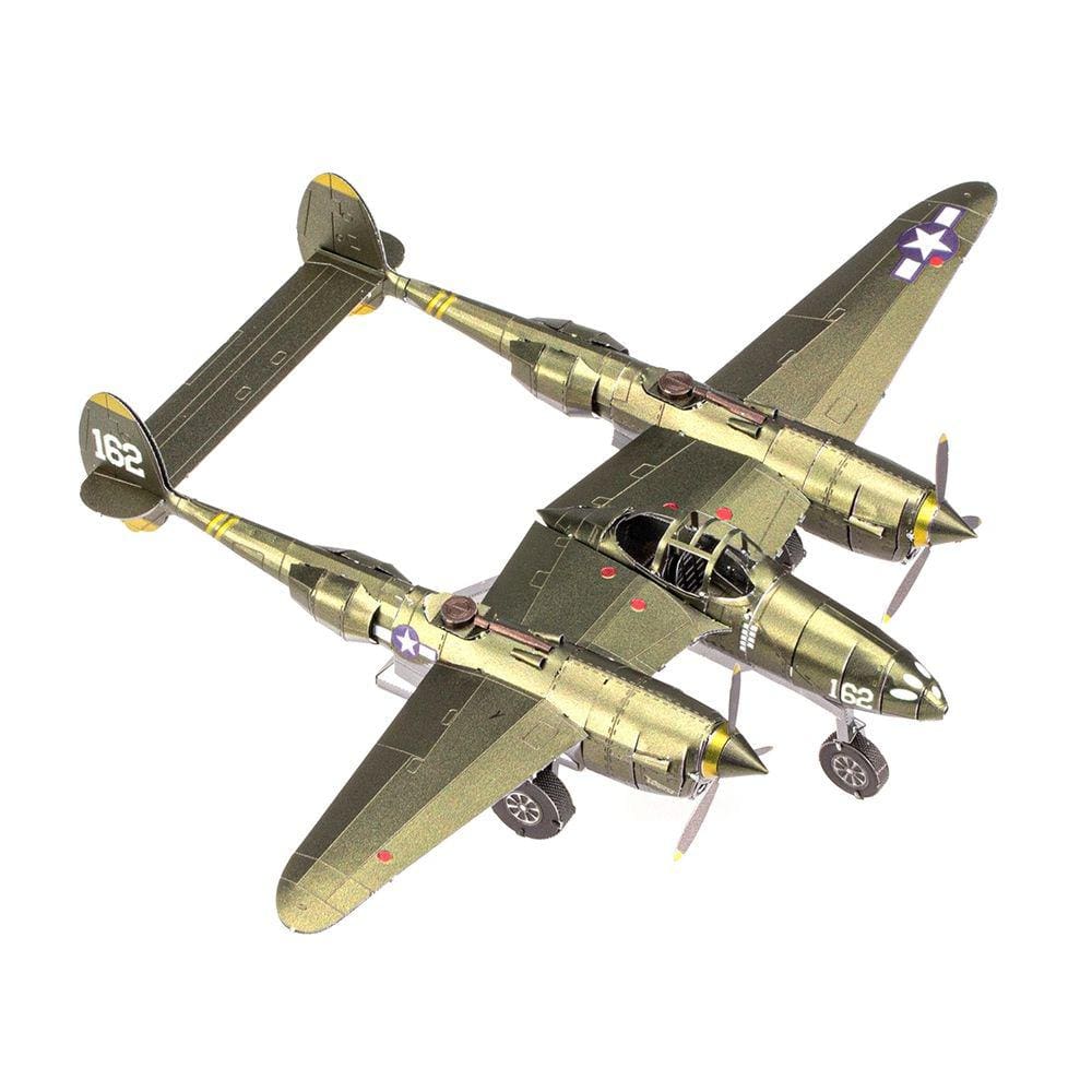 Miniatura De Montar De Metal Earth Avião P-38 Lightning Icx1