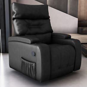 Cadeira Do Papai de Cinema Reclinavel Abertura de 1,60m Luxo GM Corino Preto